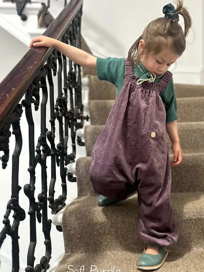 kids organic cotton corduroy dungarees soft purple