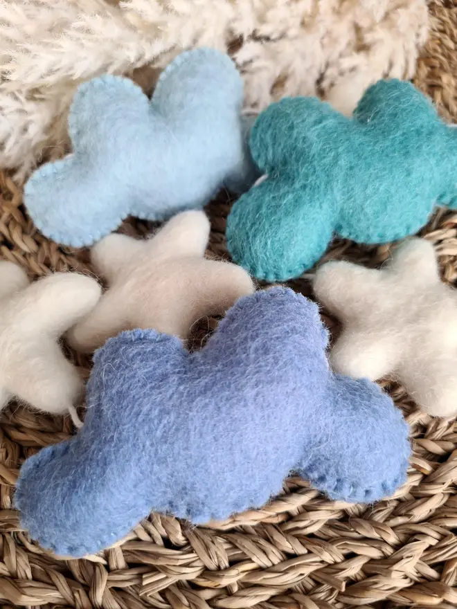 Felt Blue Cloud and Star Garland