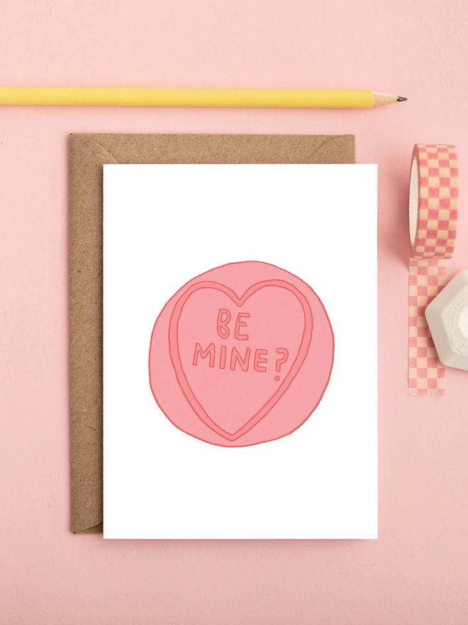 Valentines card featuring a love heart 