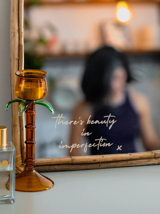 there's beauty in imperfection mirror sticker 