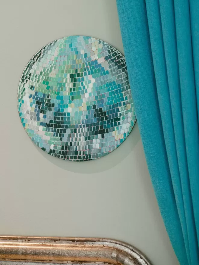 Hand-Painted Shiny Disco Ball (Green/Blue) by Hello Sunshine