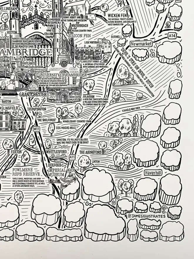 Cambridgeshire Poster Wall Art Print Bottom Right