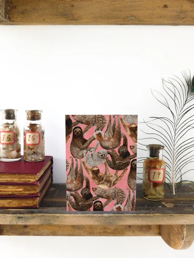 Sleuth Of Sloths Print Greetings Card