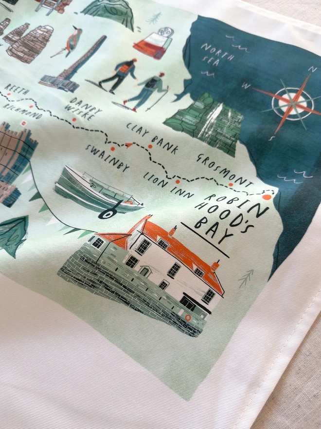 Coast to Coast Map Tea Towel Close Up