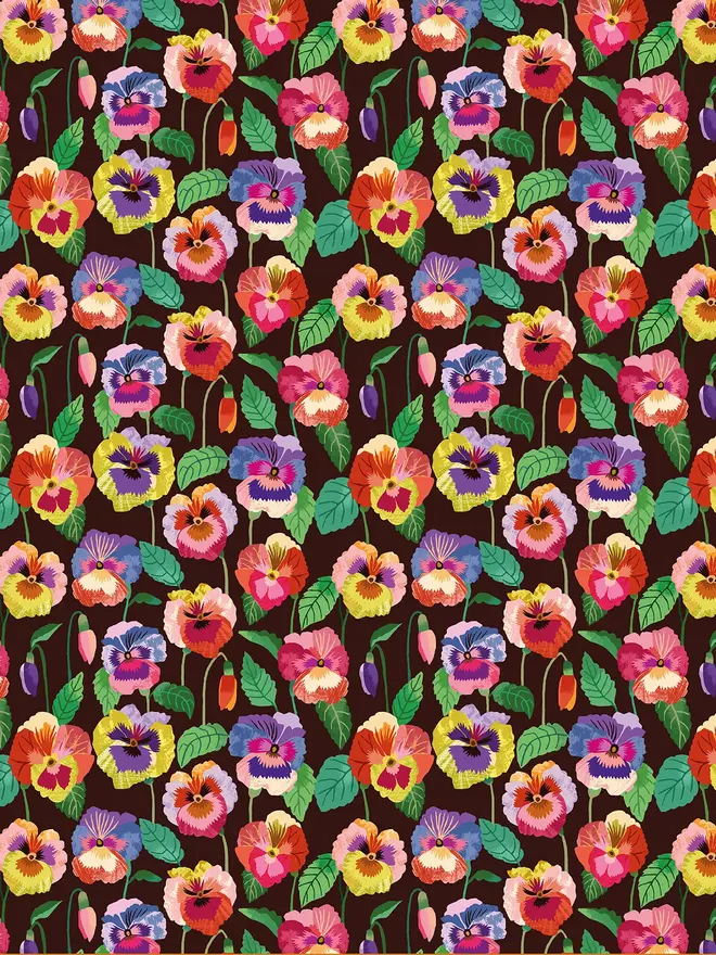 pansies print floral gift wrap