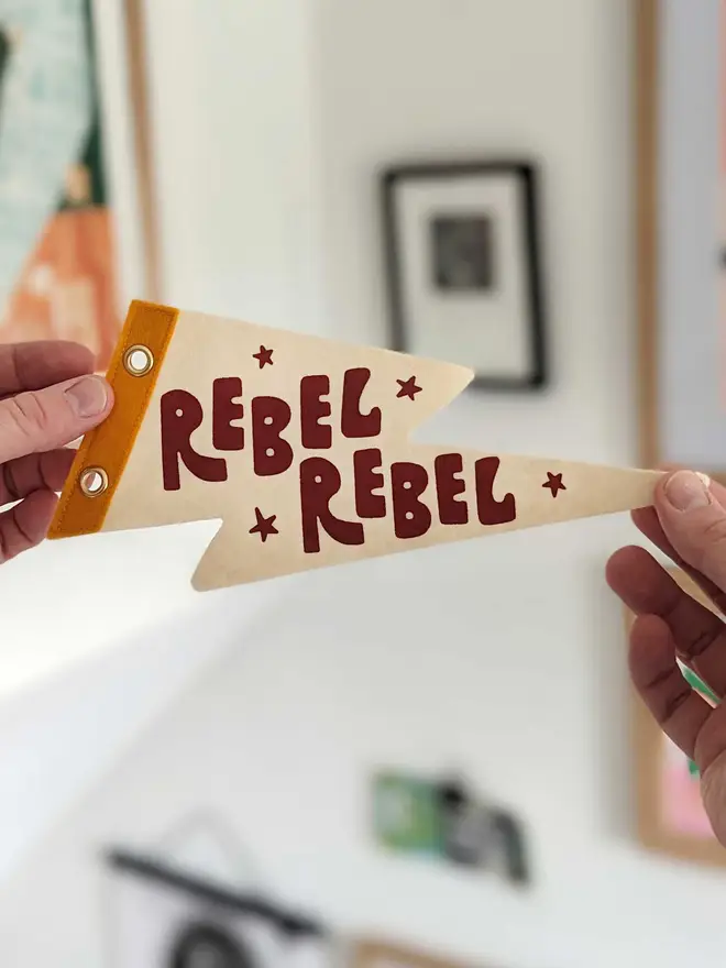 rebel rebel felt mini pennant flag