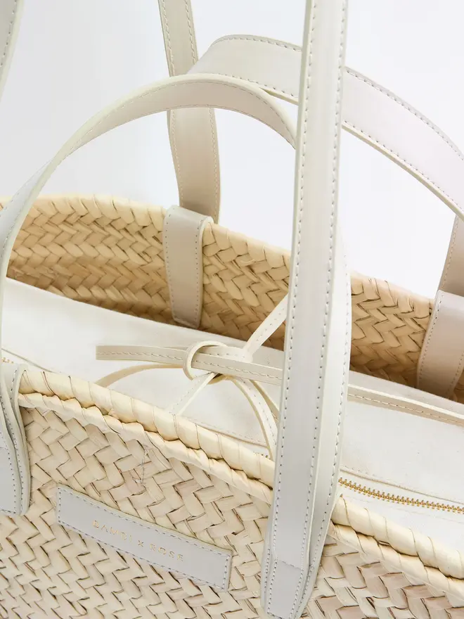 Pampelonne Maxi Crème Palm Leaf Basket