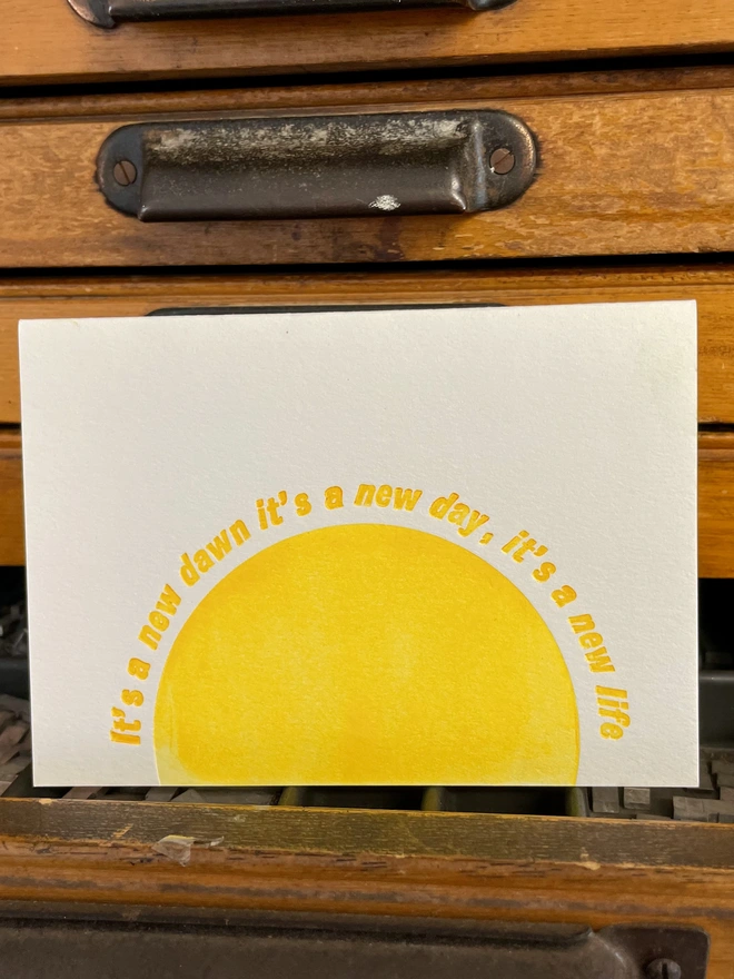 It's a new dawn letterpress card