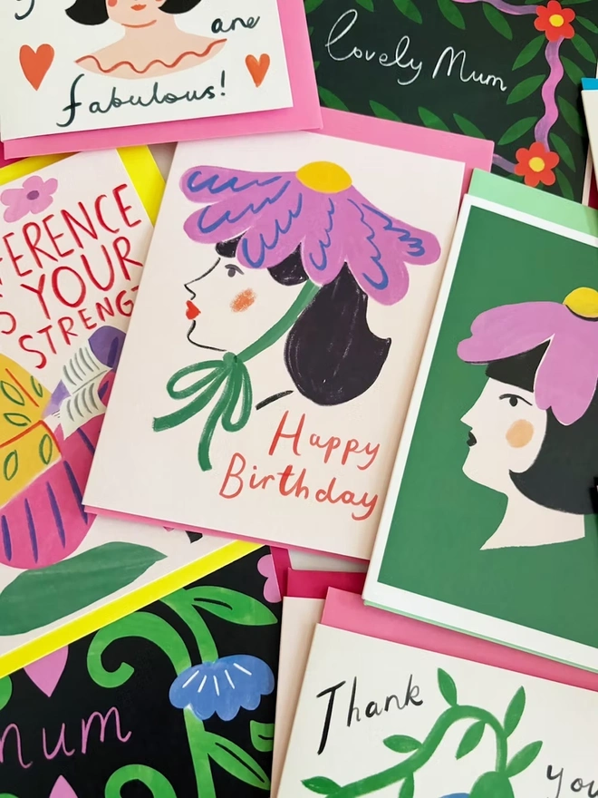 'Happy Birthday' Flower Woman Greeting Card