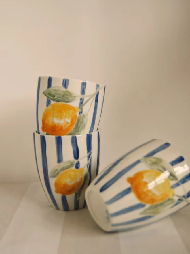Striped 'Sole Mio' Ceramic Beaker