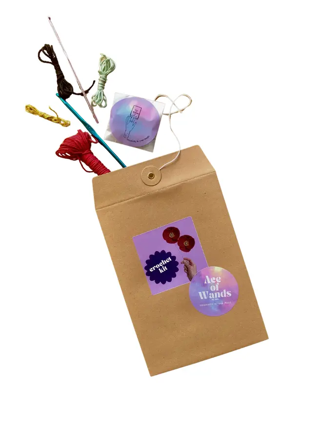 Poppy Crochet Kit Kraft Box Packaging Cutout