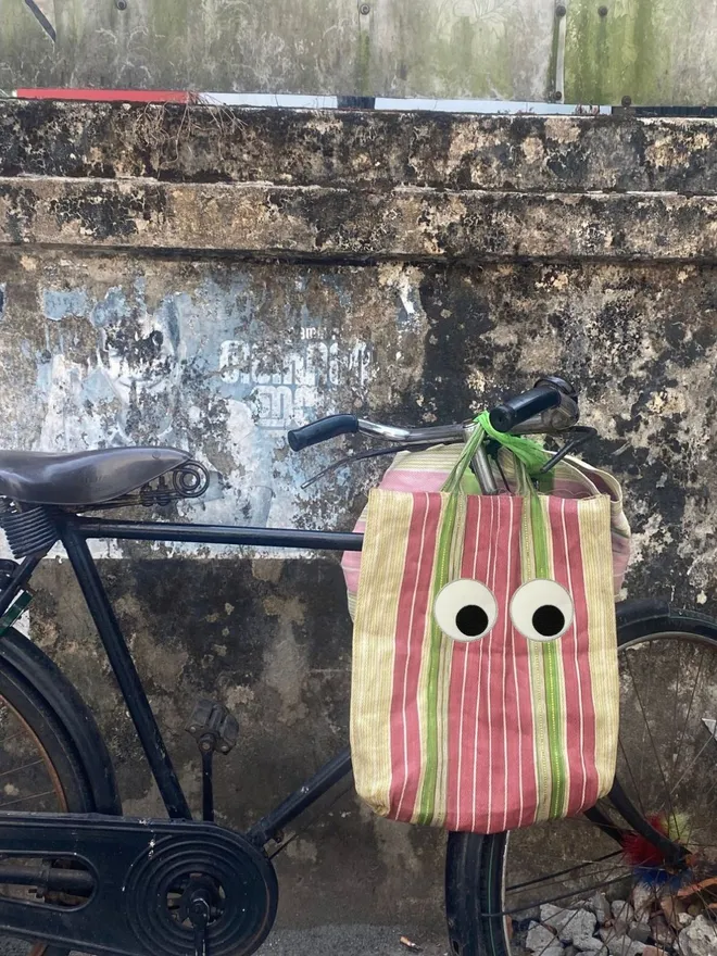 Googly eye iron on patches on a Bag