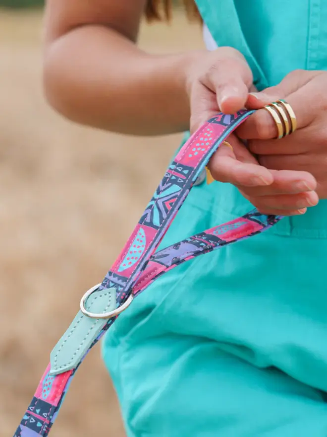 Colourful handmade dog lead