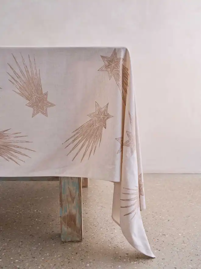Christmas Gold Star Tablecloth