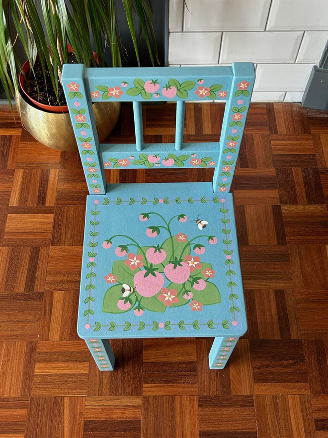 Child's Wooden Hand Painted Chair - Strawberries