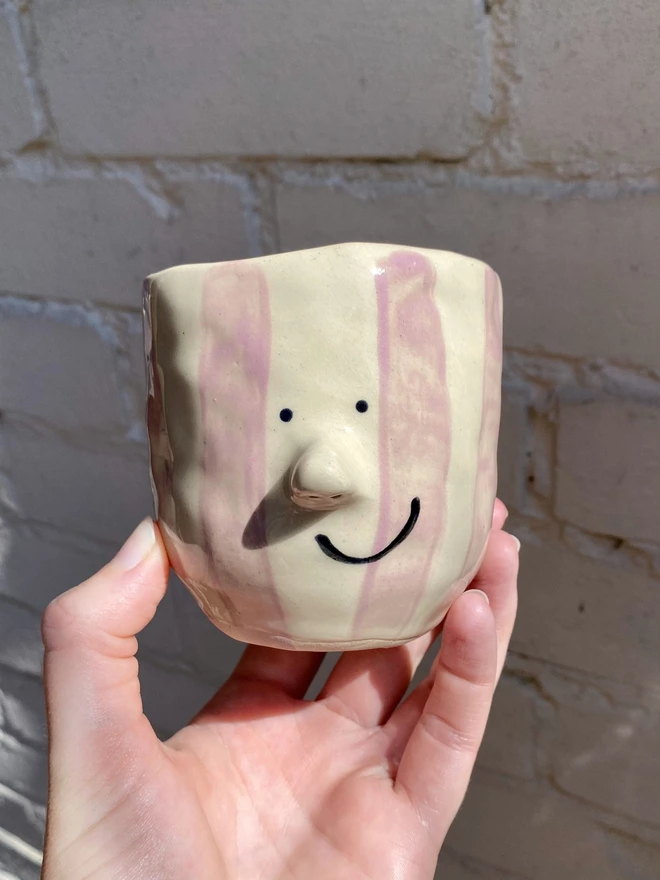 Lavender stripe pot