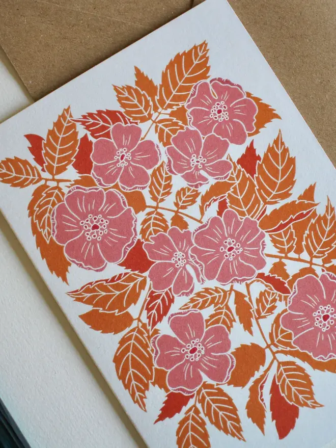 dog rose greeting card