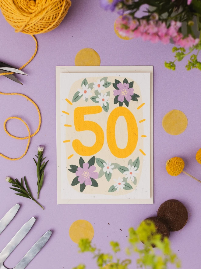 Plantable 50th Birthday Card