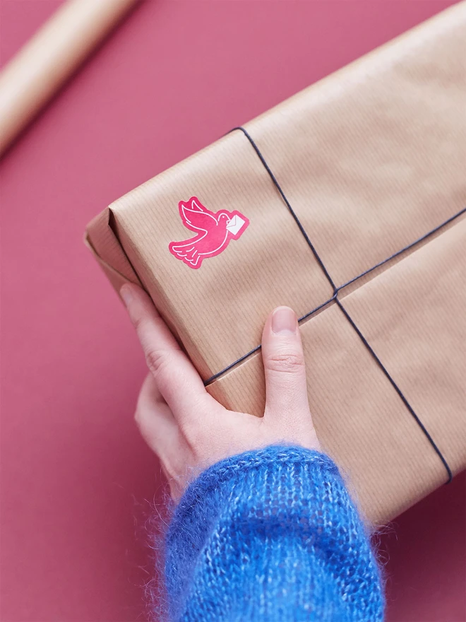 Christmas wrapping paper wrap stickers bows gift tag sticker red cream sticker pack bird