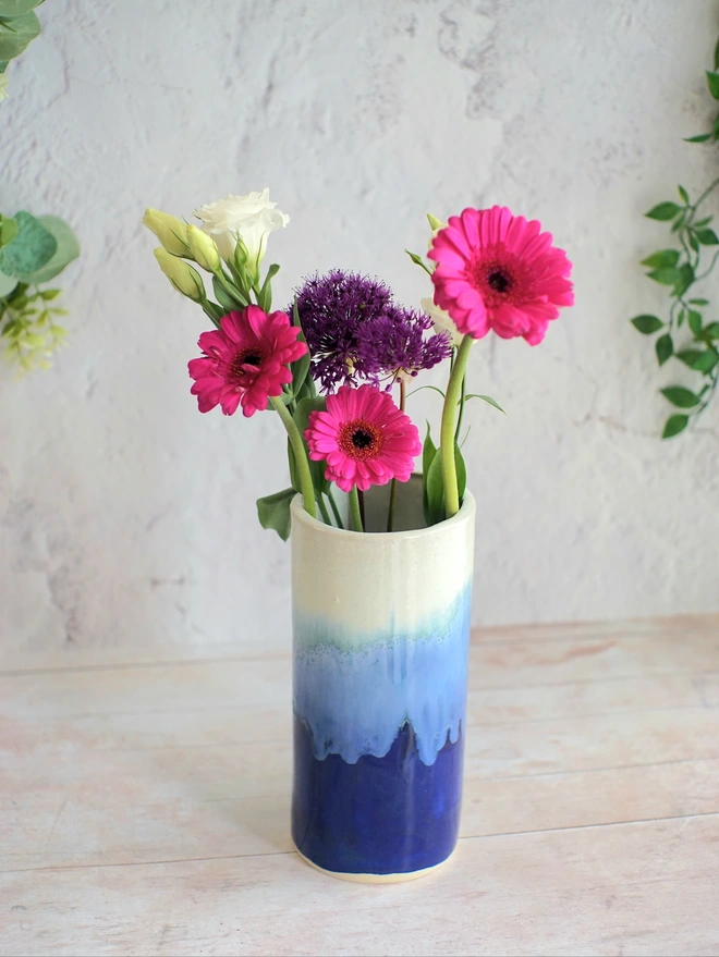 large blue vase, tall vase, ceramic large vase, vase gift, flower vase, flower gift, gift for flower lovers, Floral gift, blue vase, Jenny Hopps Pottery