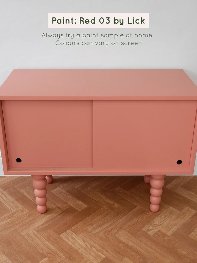 Cottage Core Coral Red Storage Unit With Bobbin Legs