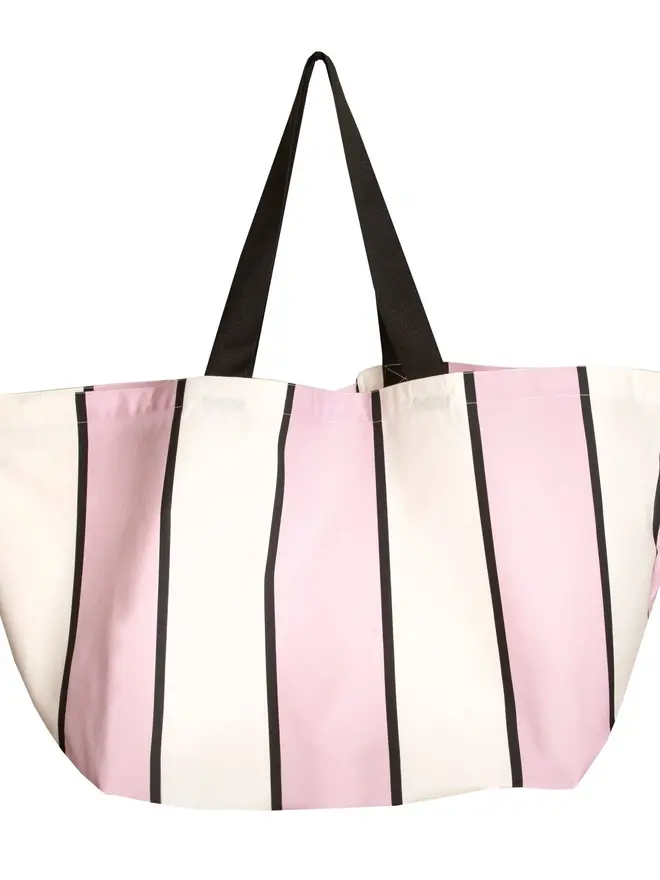 Mauve Striped Contents Oversized Tote Bag