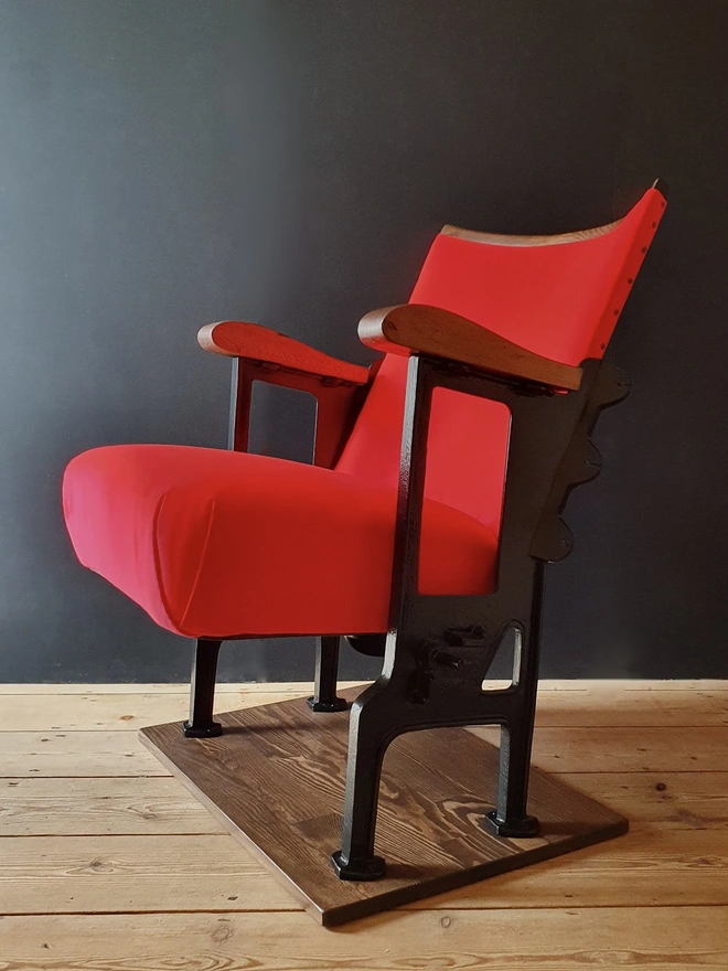 red fabric vintage cinema seat