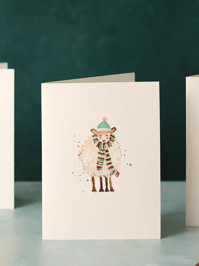 illustrated sheep christmas card