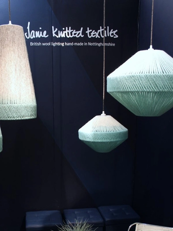 Large Capsule Cross Weave Pendant Lampshade Aqua