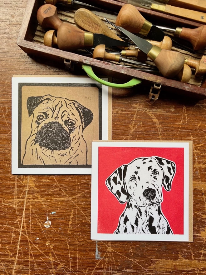 pug and Dalmatian cards