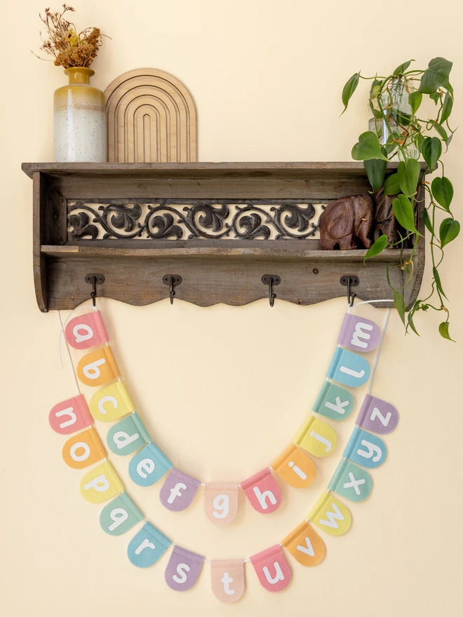 Alphabet bunting in pastel colours