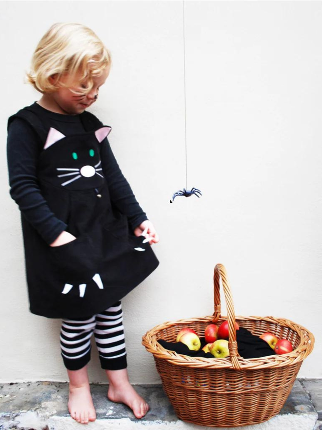 Girls Cat Pinafore Dress