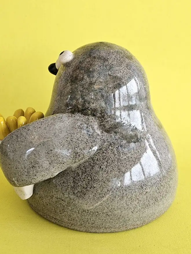 Bryce The Pigeon With Chips Ceramic Sculpture