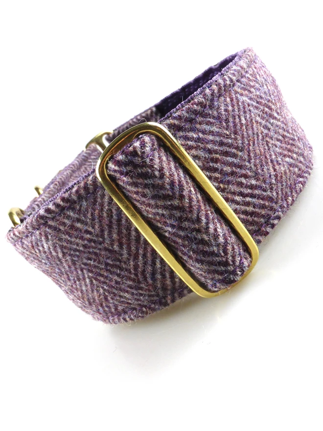 Blackberry Herringbone Tweed Martingale Dog CollarP