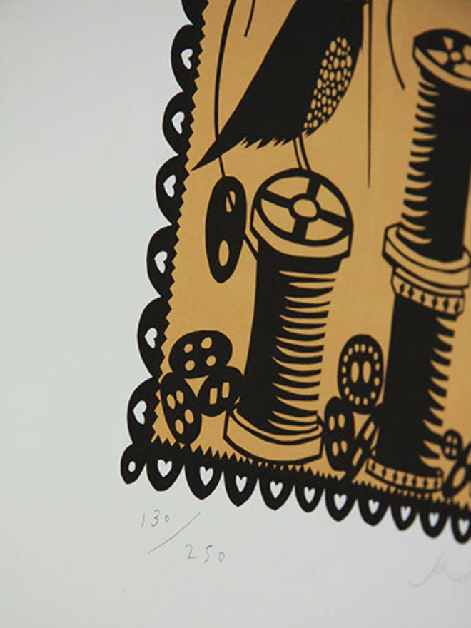 A screenprint with a brown background and black detail, bearing the message 'you can still do a lot with a small brain'.