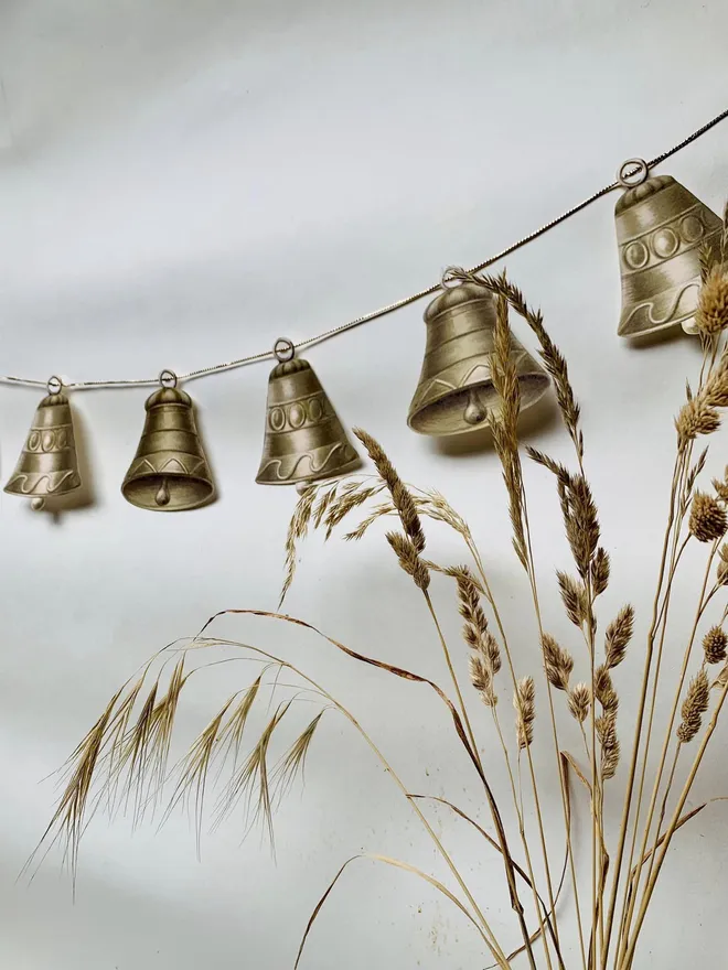 Bell bunting garland on metallic cord