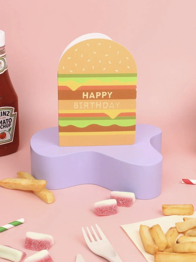 'Happy Birthday' Cheeseburger Shaped Card