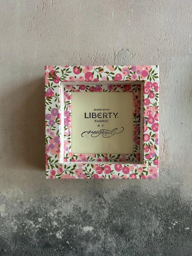 Liberty fabric pink berries mini frame