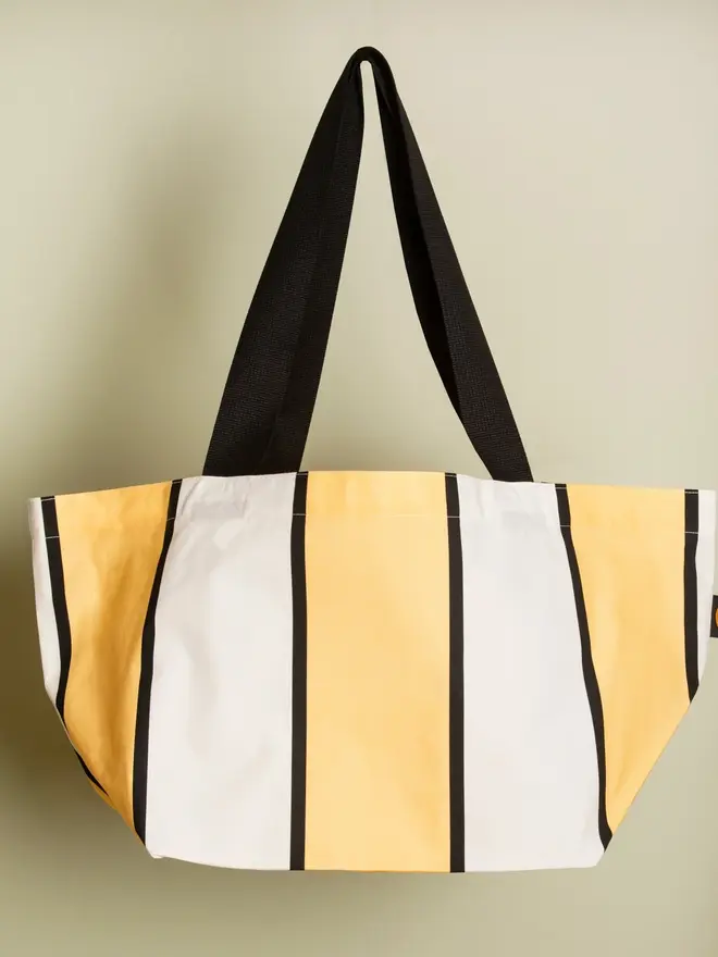 Butter Yellow Striped Contents Mini Tote Bag
