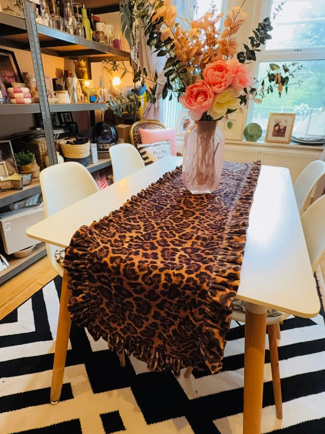 velvet leopard print table runner