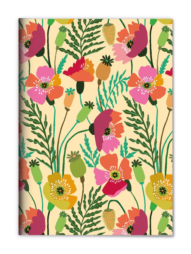 illustrated colourful poppies notebook