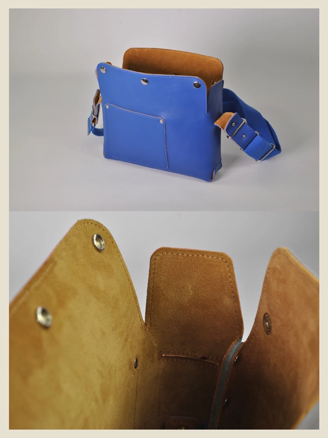 Fox Classic Blue Leather Crossbody Bag 