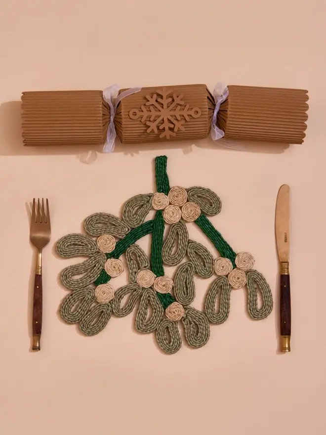 Mistletoe Christmas Jute Placemat