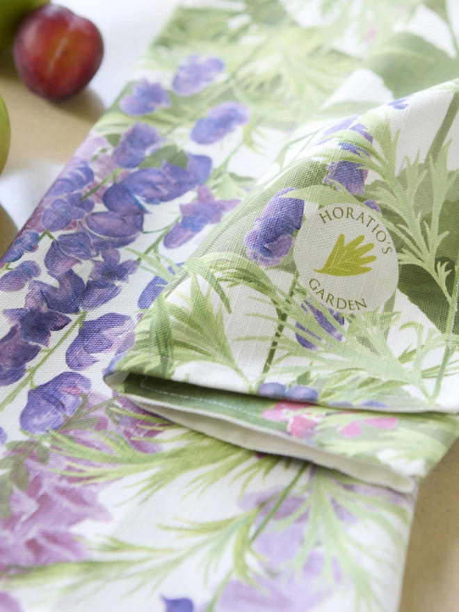 Wild meadow flower linen tea towel made in the uk