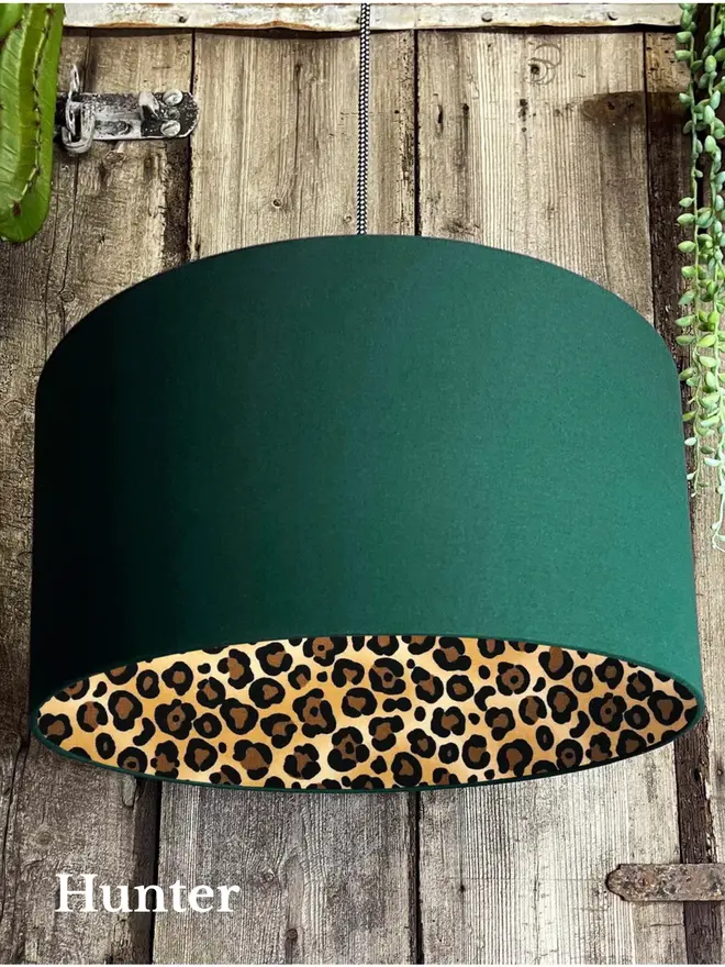 hunter lampshade with leopard lining