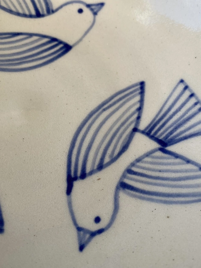 Handmade Stoneware Bird Bowl