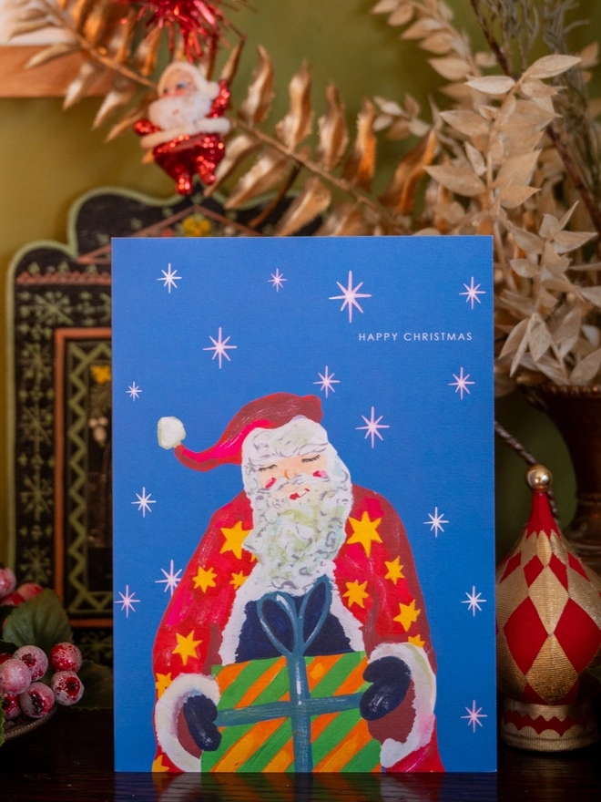 santa xmas present card