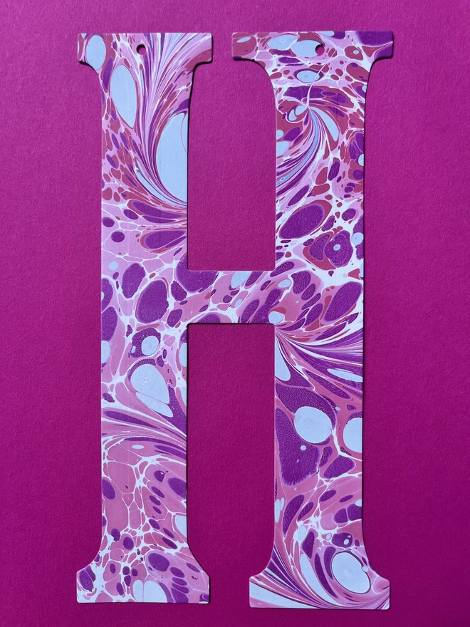 Hand-marbled happy birthday garland letter