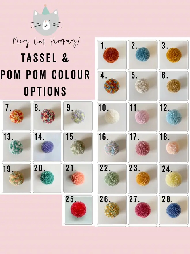 Tassel colour choices for birthday banner