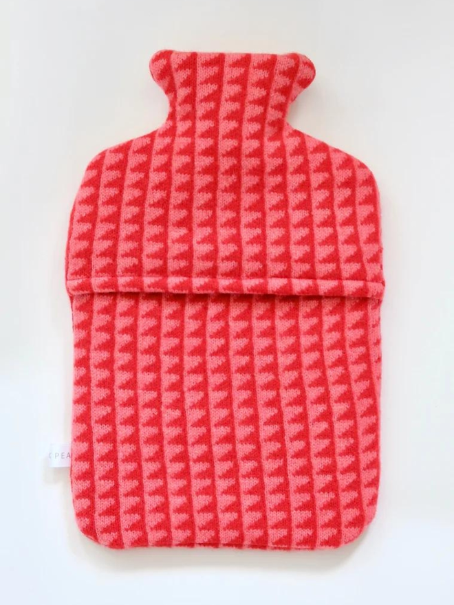 pink and red lambswool hot water bottle